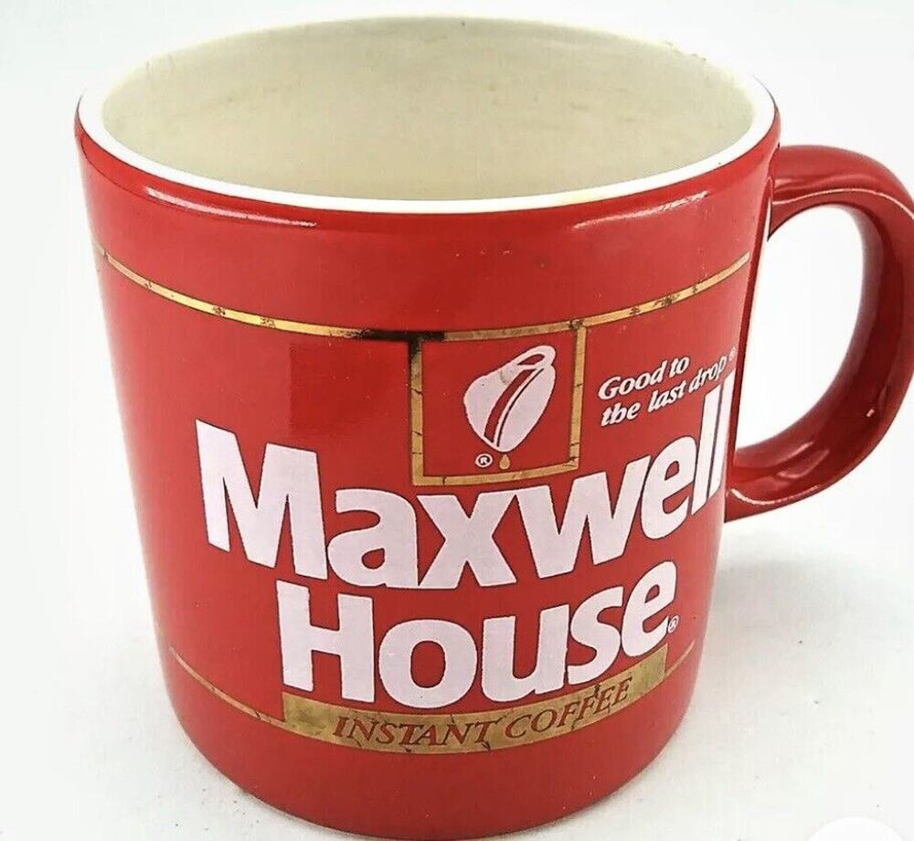 Coffee Cup VTG Red Maxwell House Instant Coffee- Collectors 80s Red/Gold Retro